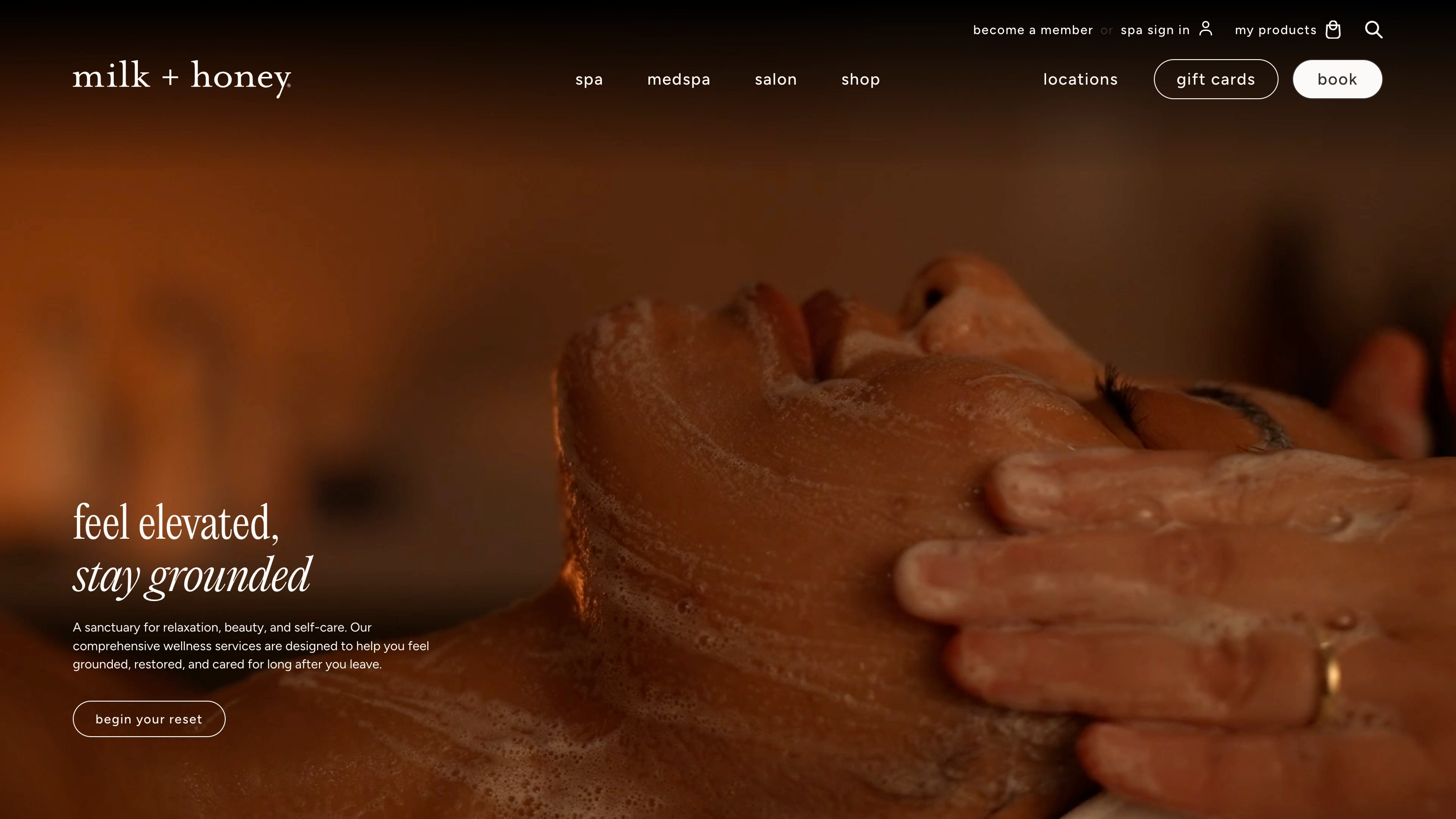 milk + honey website screenshot